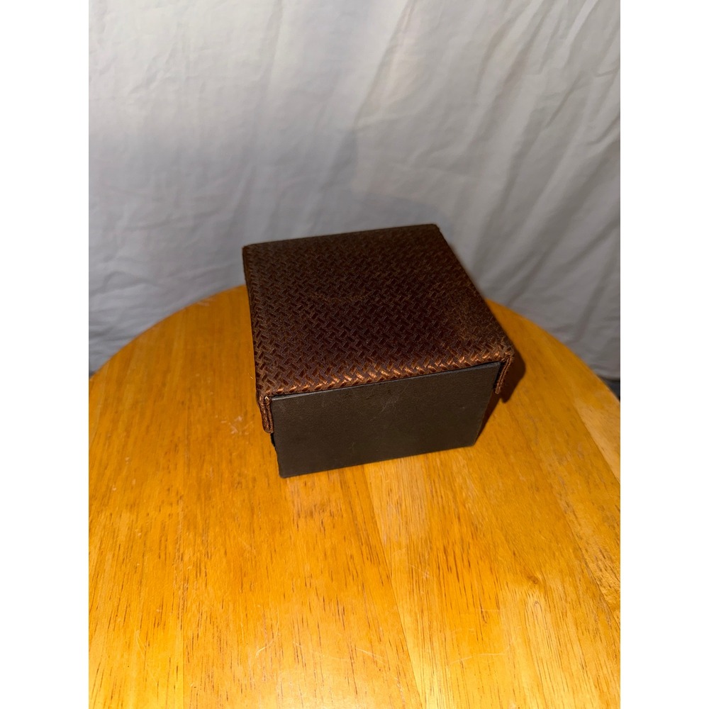 Bronze Copper Silk Tie and Pocket Square Set Geometric Basketweave Pattern Boxed